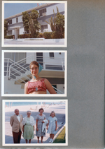 Hollywood Beach - Neptune - Surf Road side. Susan at Neptune in courtyard. Wally and Lucy Gottschalk, Lucy and Susan Hammel? on broadwalk.