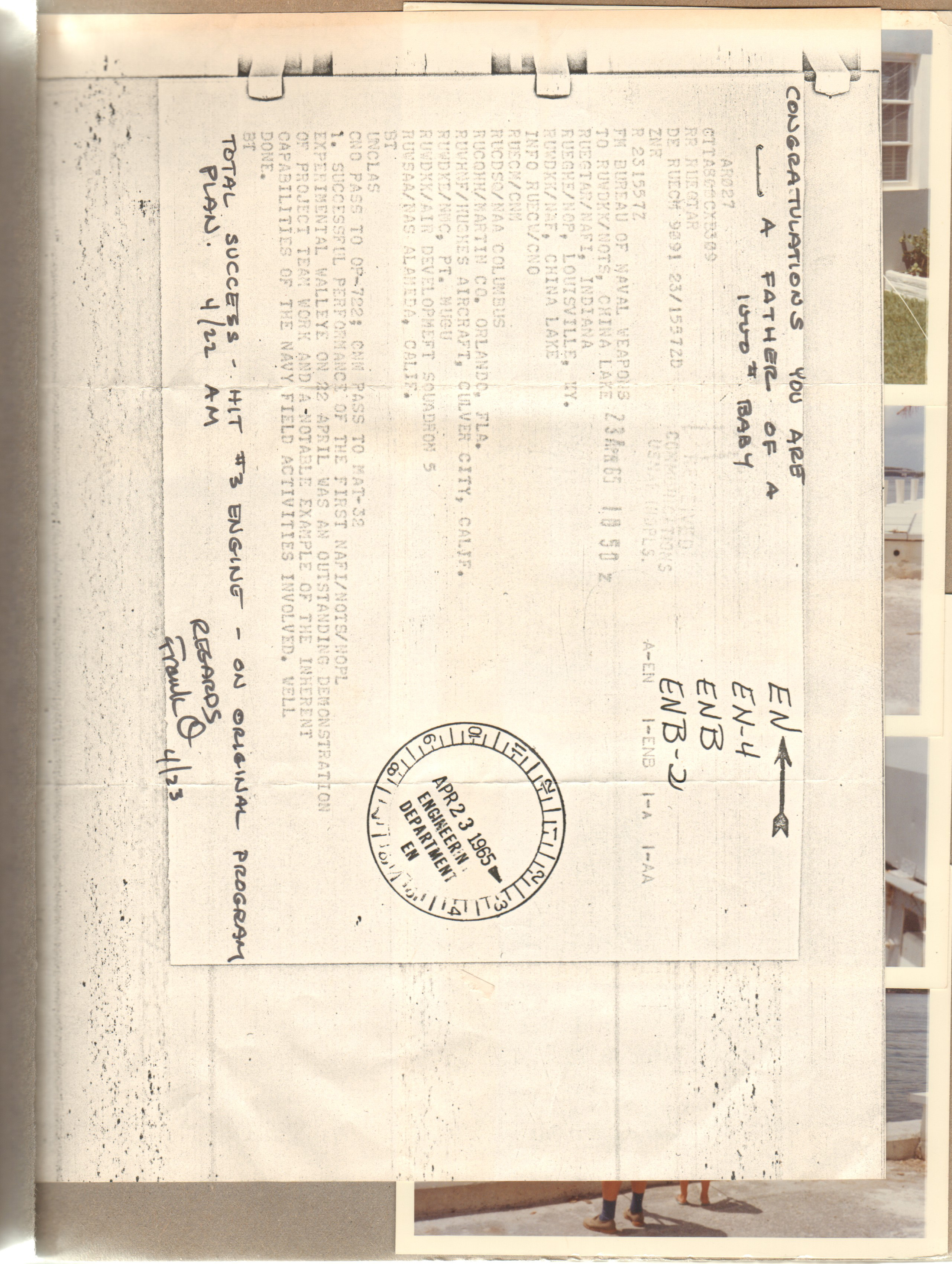fax from Navy - Walleye successful flight
