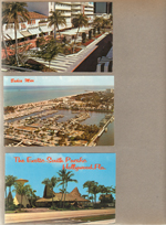 Postcard FNC 4444 57363 - The New Lincoln Mall, Miami Beach. Postcard MF1 21132 - Bahia Mar Ft Lauderdale aerial. Postcard P44113 - The Exotic South Pacific, Hollywood, Fla.