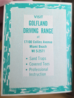 Golfland miniature golf Hollywood Beach, Johnson Street, scorecard