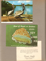 Postcard 2CX5 10 - Pelicans in Florida. Postcard 95029-B - Key Lime Pie - Ray & Betty Leary's Sierra Inn, Ft Lauderdale
