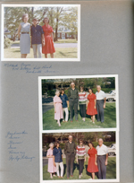 Nashville, Tenn - Mildred Pryor, Susan and Rosemary. 6122 front yard - Vonnie, Susan, Warren, Sara, Rosemary, Curt.