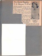 newspaper clipping - Miss Karen Douglas to wed