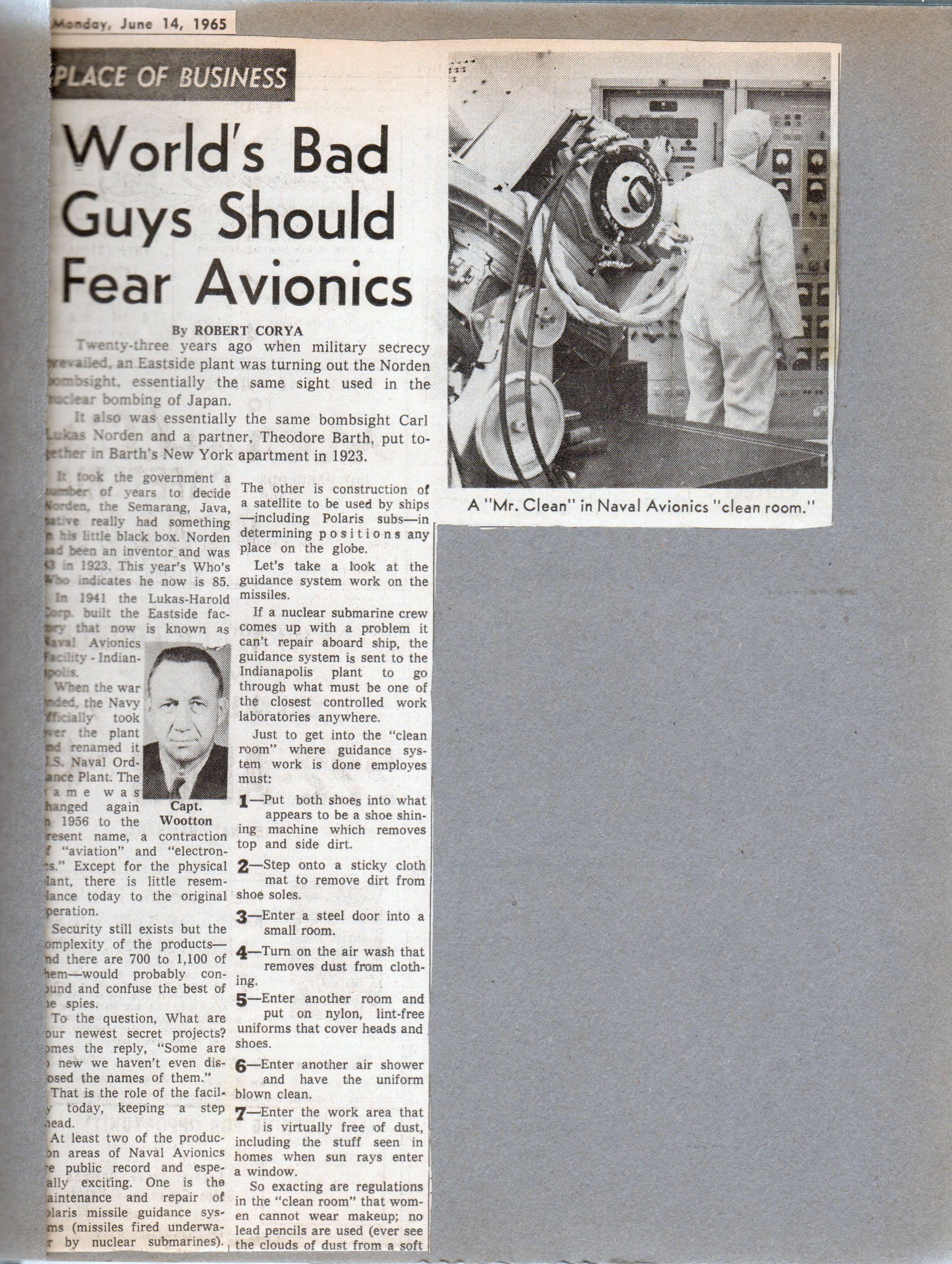 newspaper clipping - Why bad guys should fear avionics - Norden bombsight, NAFI