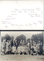 Jasonville July 1965 - Theodore Letsinger funeral - Bonnie Barrick, Sara, Joan, Jim, Mutt (Clarence), Bud (John Howard), Susan, Vonnie, Charles, Curt, Ruby, Mildred, Warren, Everett, Clint, Sophia, Barbara, Lela, Fred Blair, Patti, Alan, Mary Flanagan, Jane, Ann, Lyn Letsinger Miller, Fran, Agnes(copied most names from other copy)