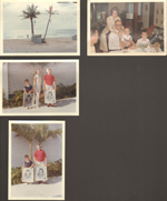loose photos - Hollywood beach. 3845 Capitol - Dave, Sara, Warren, Ronnie, Alan. Alan Rose and Susan with charcoal sketches.