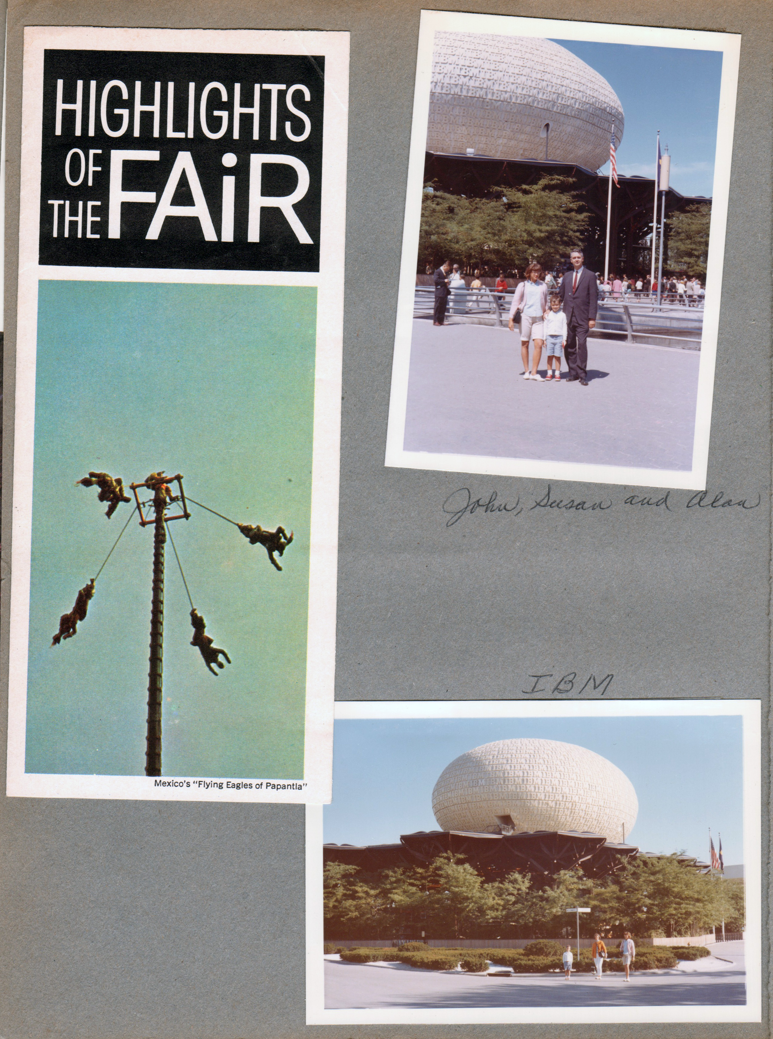 New York World's Fair trip - Highlights of the Fair brochure. Susan, Alan, John at IBM pavilion.