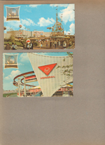 New York World's Fair trip - Postcard DT-86861-B WF-53 - Pepsi-Cola Walt Disney It's A Small World. Postcard DT-87419-B W-76  - AMF Monorail.