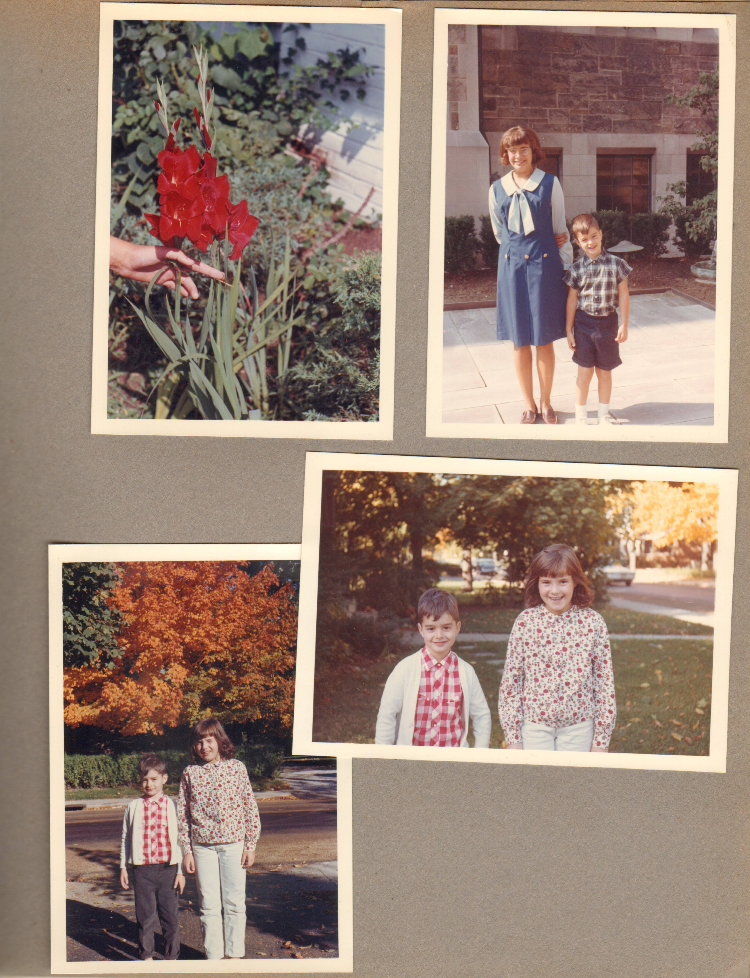 6122 gladiolas? Susan and Alan at church. Alan and Beth Ann Gootee in yard.