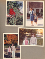 6122 gladiolas? Susan and Alan at church. Alan and Beth Ann Gootee in yard.