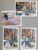 Portraits at Butler - Susan and Alan. Susan raking leaves on driveway 6122.