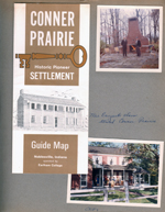 Conner Prairie guide map. Mrs Enyart's School 80 class trip. Patio and house.