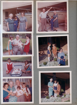 From Baton Rouge - Parkview house - Vonnie, Carole and Helen with boat in garage. Curt, Cammy.