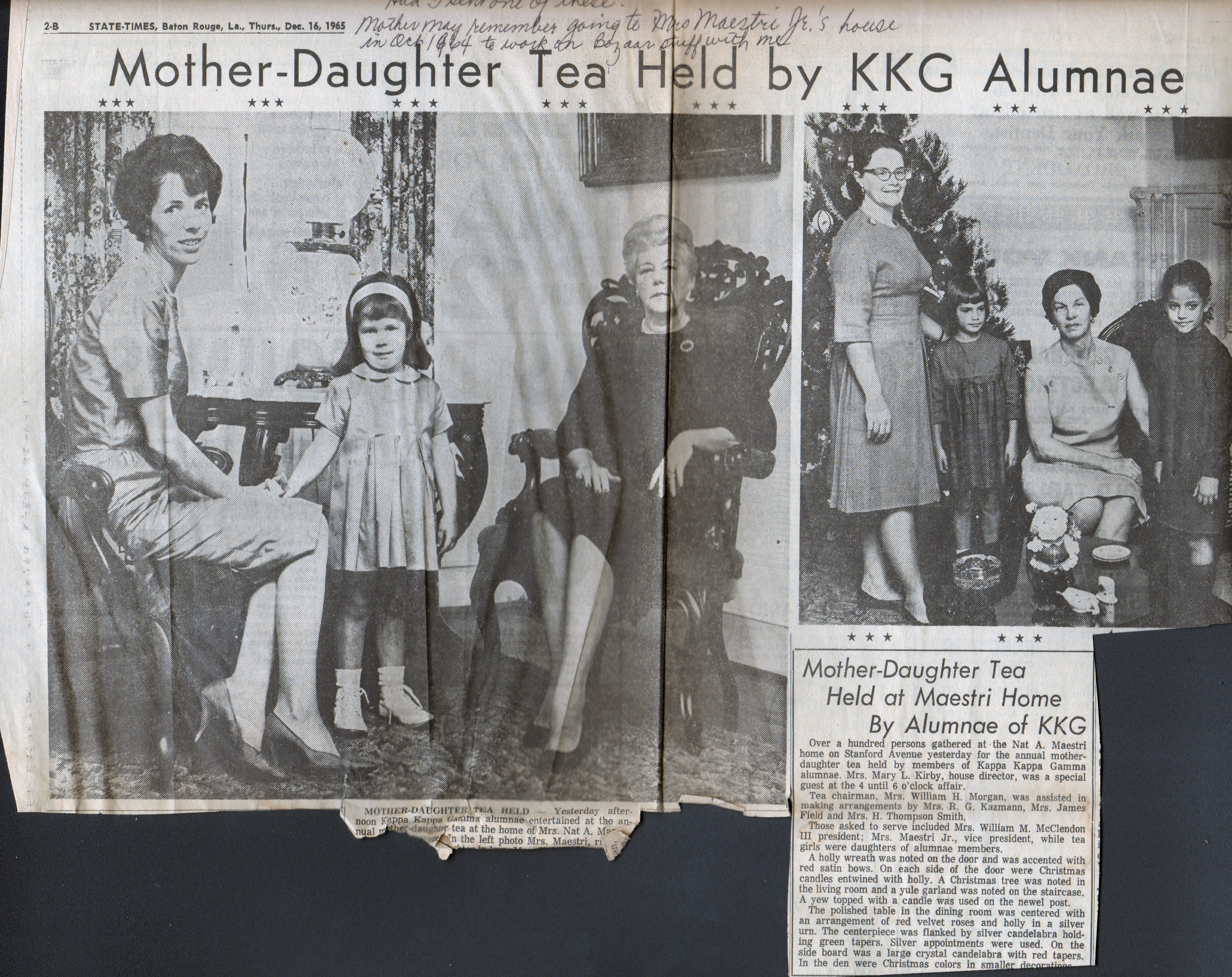 Newspaper clipping - mother daughter tea KKG
