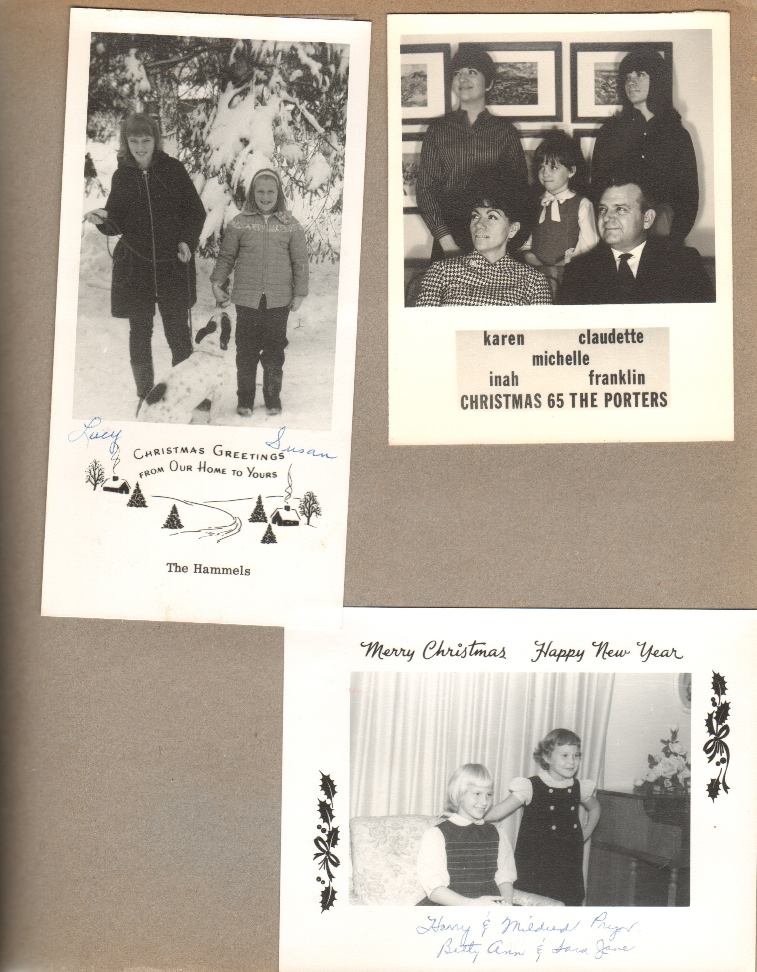 Christmas cards - The Hammels. The Porters. The Pryors.