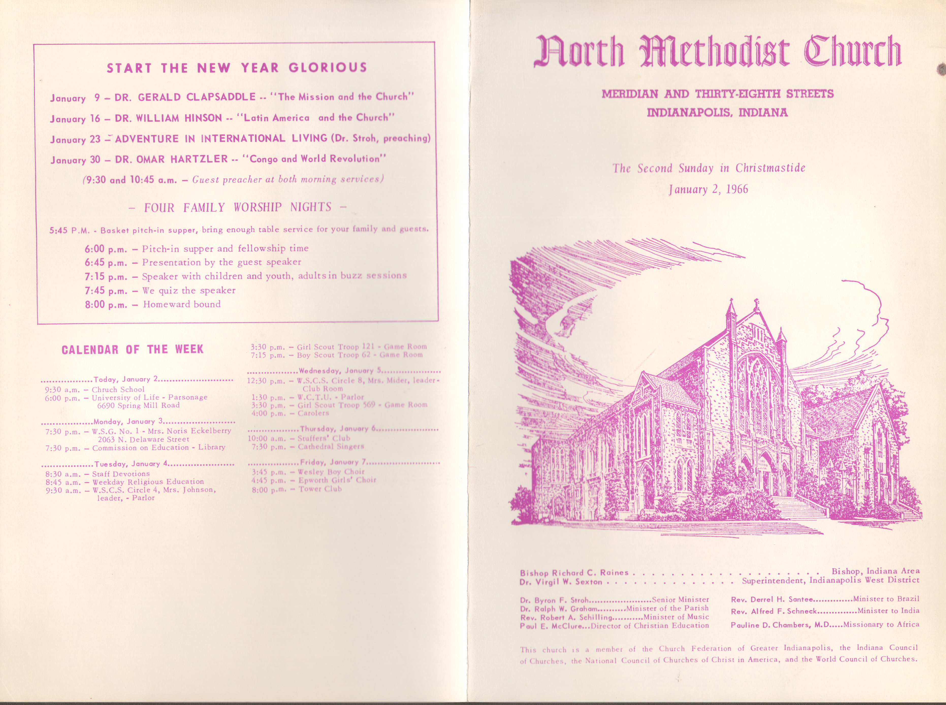 North United Methodist Church bulletin Jan 2 1966