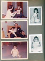 Pat and Mary, maybe Compton house. Nancy and Girstle. Baby Nancy.