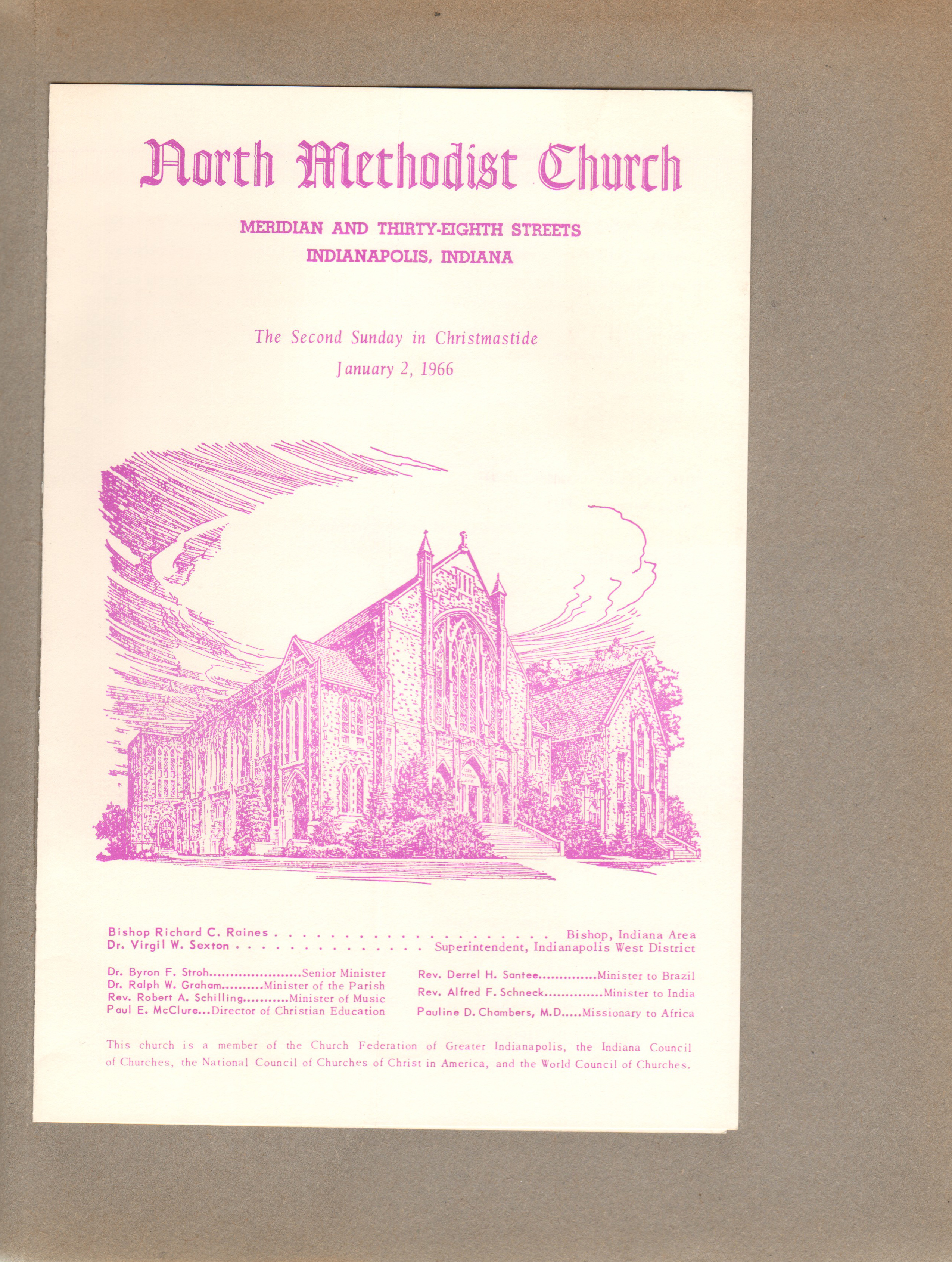North United Methodist Church bulletin Jan 2 1966