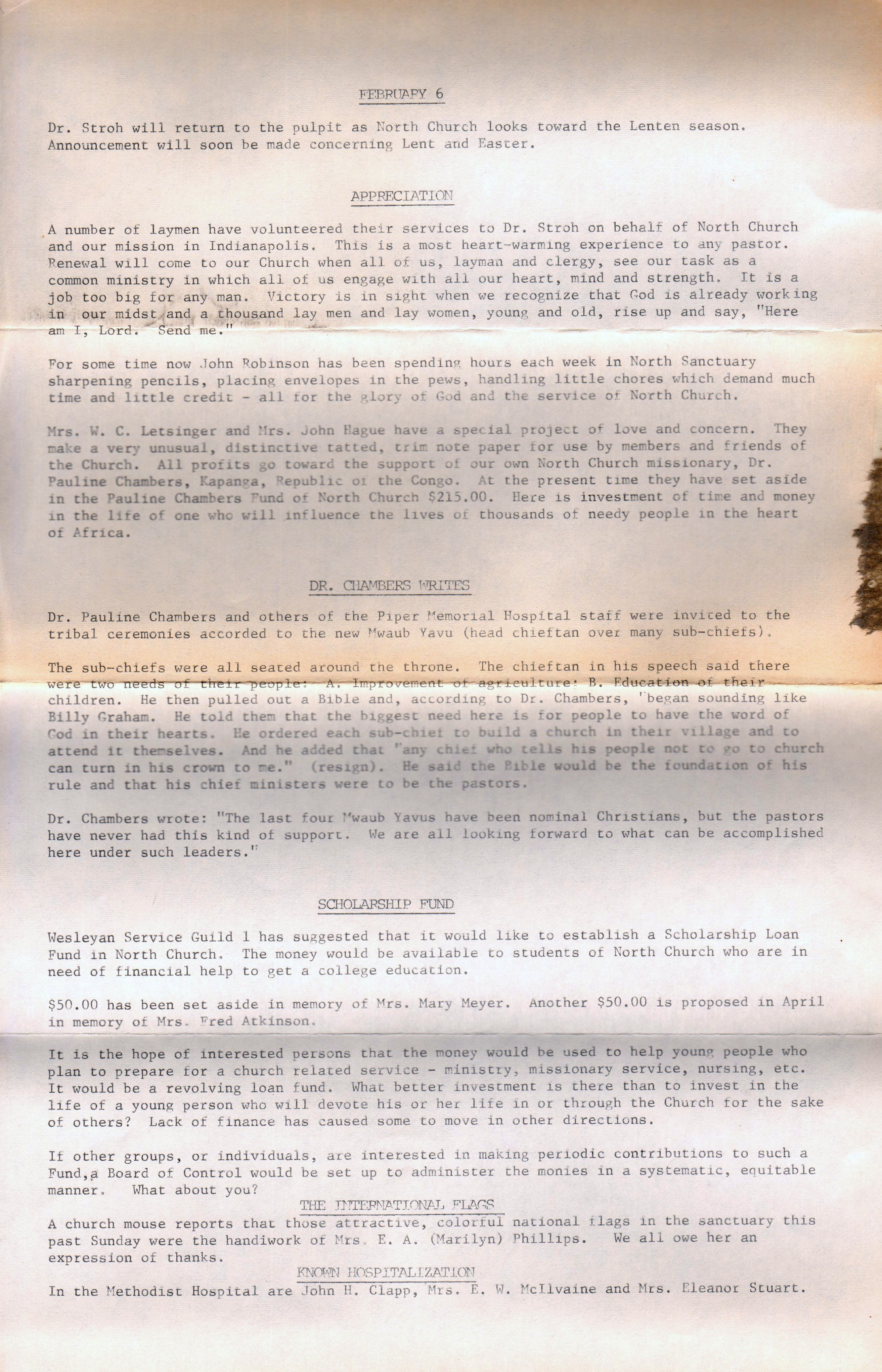North United Methodist Church - North Notes Jan 26, 1966