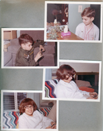 6122 - Alan in dining room with Fuzzy Wuzzy soap. With GI Joe. Susan on sofa playing with sliding numbers puzzle.