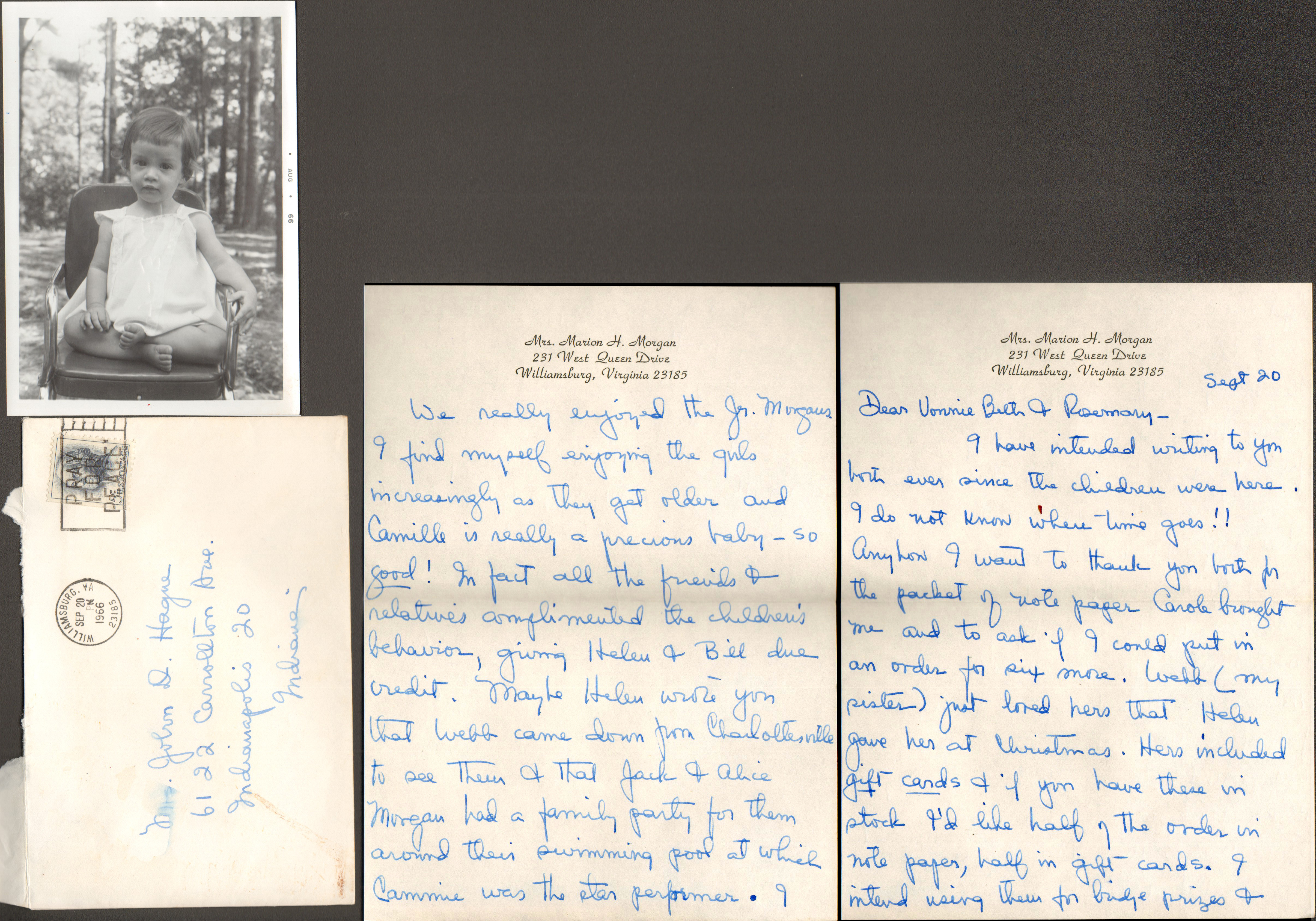 Letter from Baton Rouge - Helen Morgan and picture of Cammy