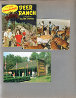 Silver Springs - Ocala, FL - Deer Ranch brochure. Postcard P65820- Children at Deer Ranch. Postcard 41 K-8628 - Colorful entrance to Tommy Bartlett's Deer Ranch