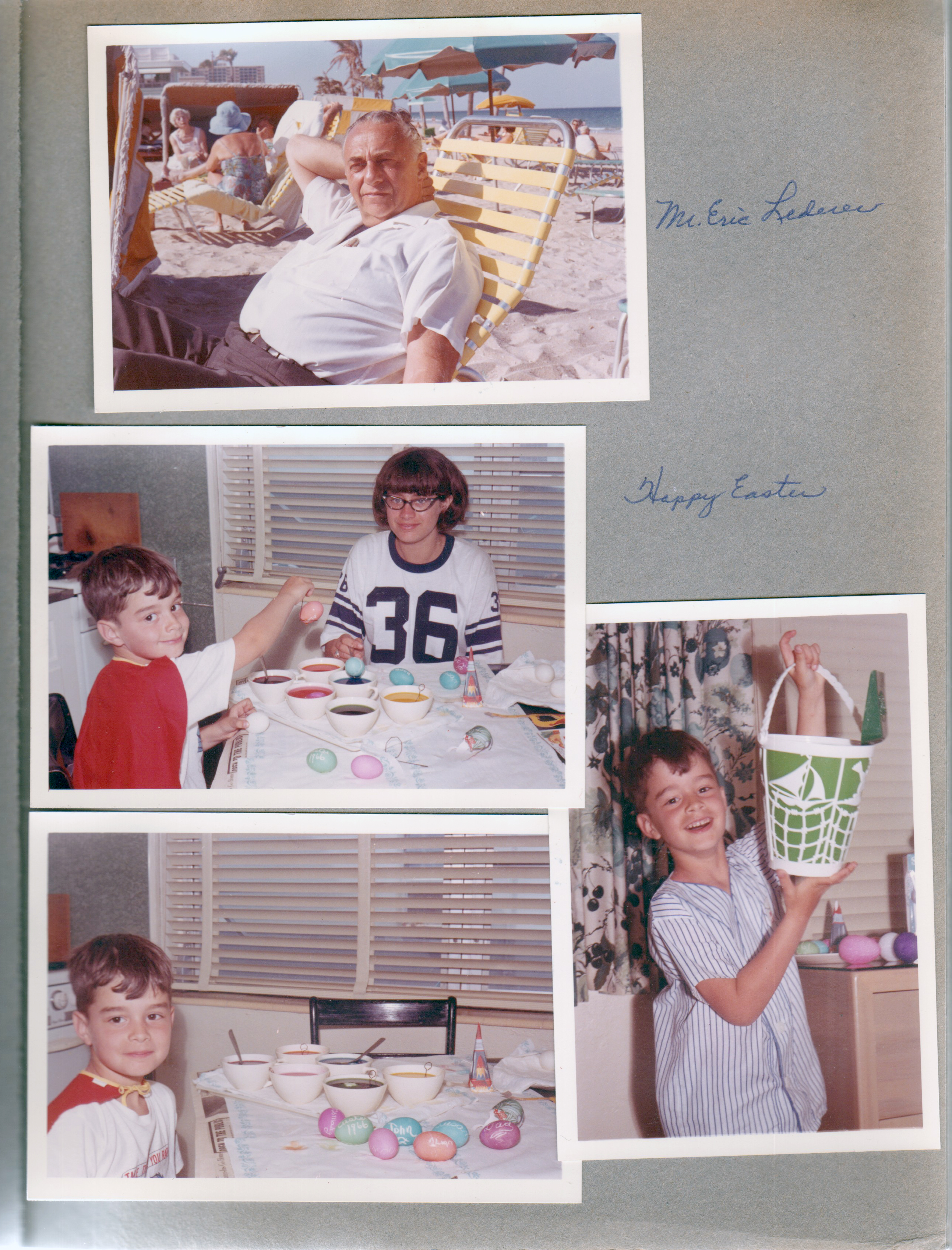 Hollywood Beach - Neptune Apartments - Eric Lederer. Alan and Susan in apartment dying Easter Eggs. Green sand bucket.
