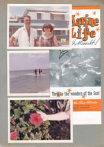 Hollywood Beach - Neptune Apartments - John and Susan in front. Surfers. Flower. Marine Life brochure.