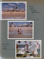 Hollywood Beach - Neptune Apartments - Kevin and Micheal Destefano on beach, Neptune behind. Mrs Butz and Irma Davis in courtyard.