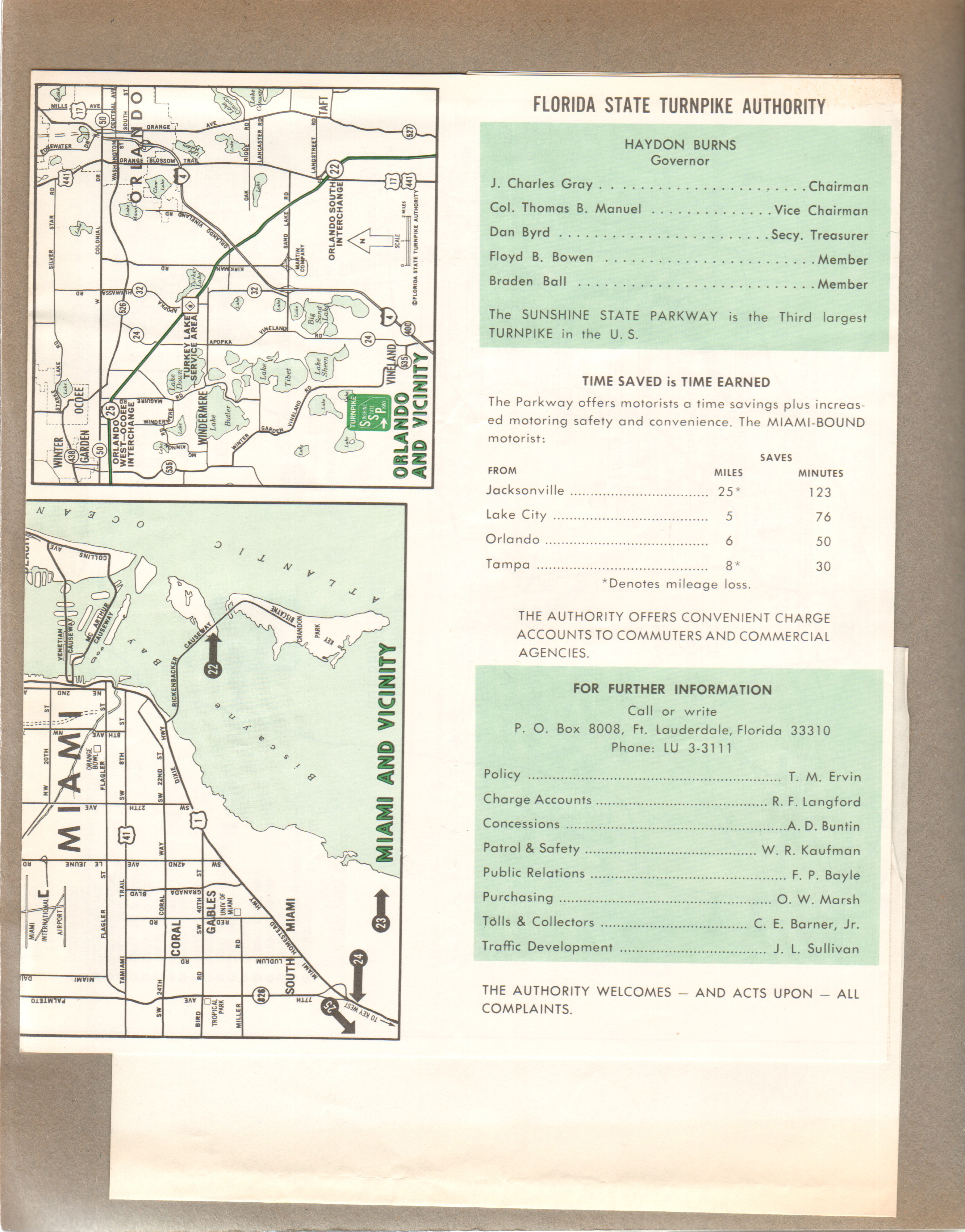 Florida State Turnpike Authority map