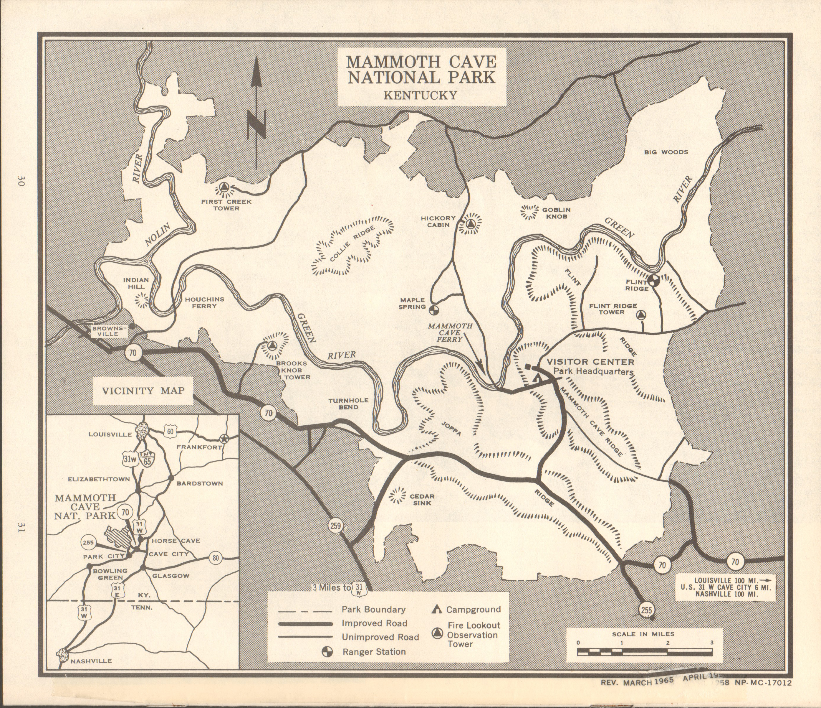 Mammoth Cave, KY pamphlet - map