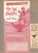 The Lad Aladdin - Clowes Hall flyer and newspaper clipping.