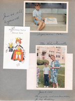 Alan 6 years old - Superman Roselyn cake on 6122 steps. Invitation. Alan with kindergarten teacher Mrs Helen Showalter in front of School 80.