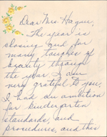 Thank you note from Mrs Showalter.
