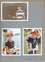 Susan 4th of July sparkler. Alan in boat and with blue gill. (Sweetwater Lake)