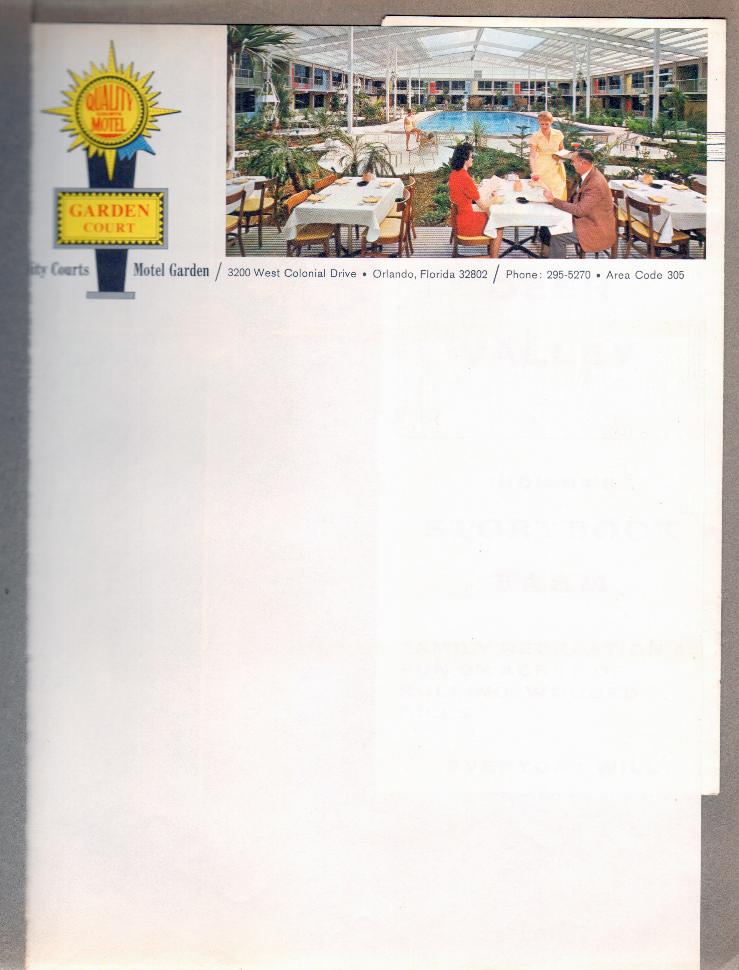 Quality Motel Garden Court - Orlando, FL - stationery