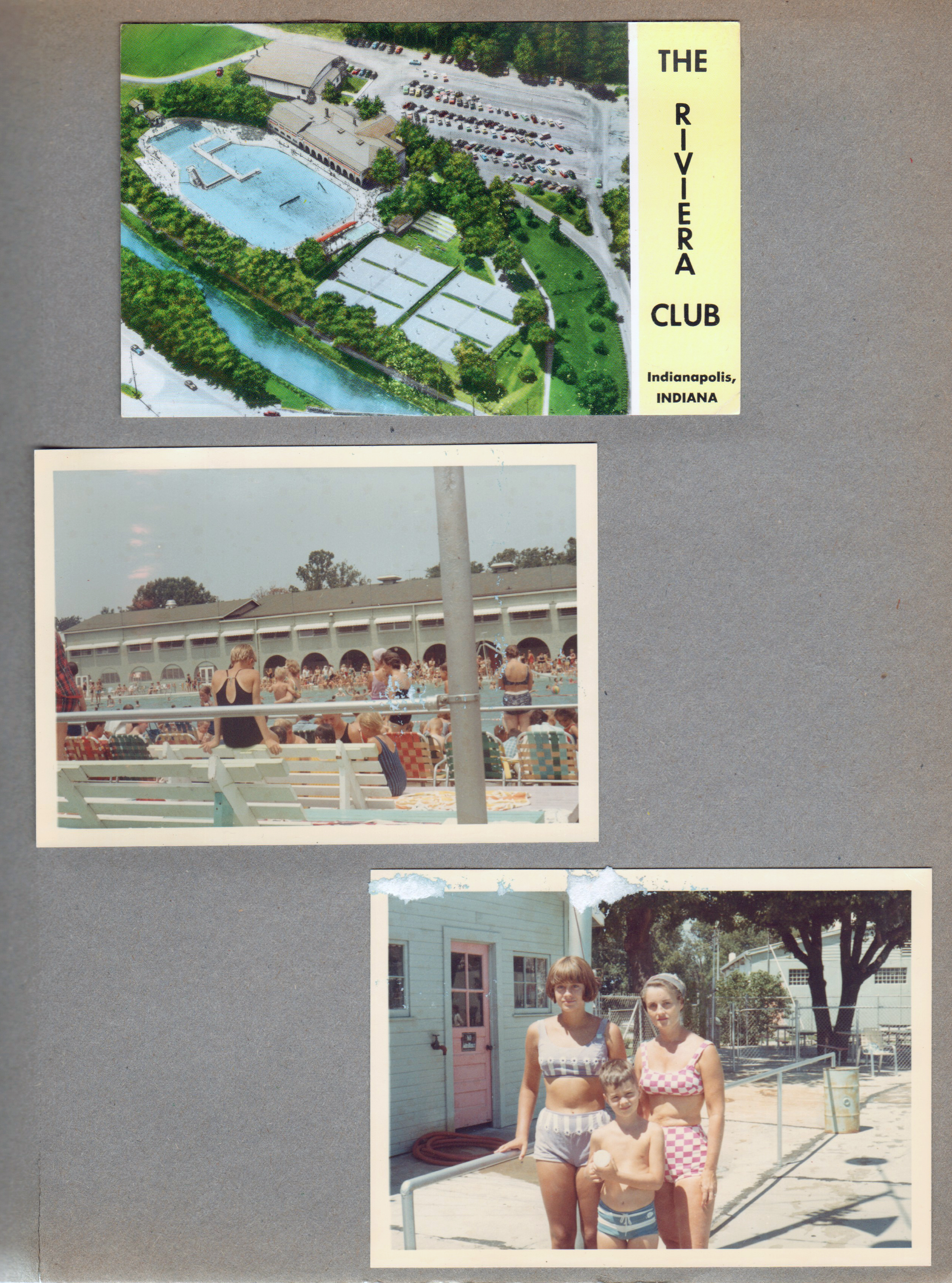Postcard 19,562F - Riviera Club. Riviera Club - Susan, Alan and Rosemary by pump house.