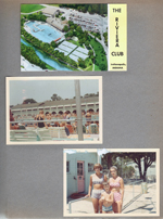 Postcard 19,562F - Riviera Club. Riviera Club - Susan, Alan and Rosemary by pump house.
