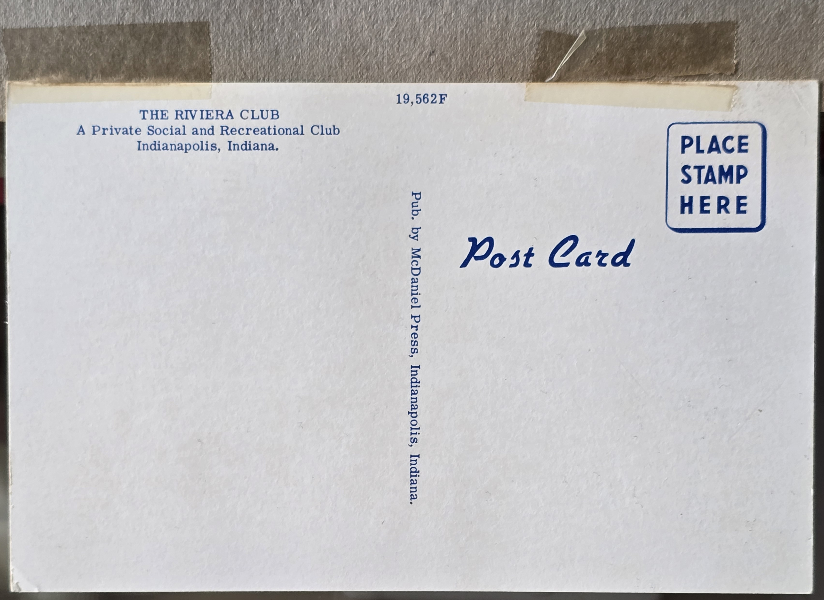 Postcard back 19,562F - Riviera Club