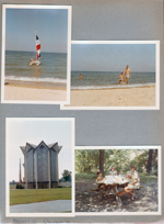 Michigan Dunes - Lake Michigan - Hobie Cat sailboat. Alan and John. Valparaiso University. Alan, Rosemary and Susan lunch at picnic table.