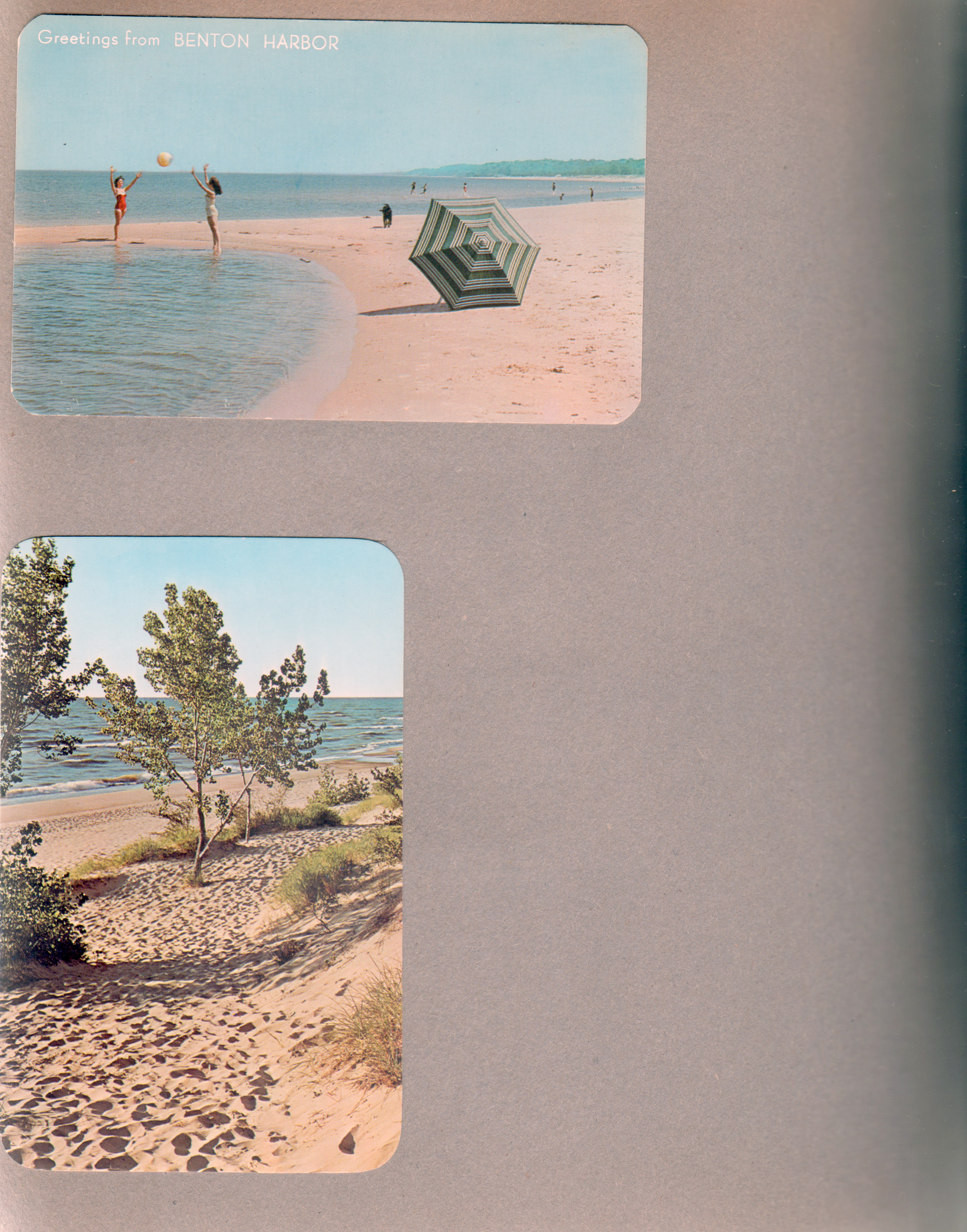 Postcard 17131-B - Greetings from Benton Harbor - Lake Michigan. Postcard 68836-B - Lake Michigan. 