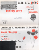 Charles L Walker Cleaners flyer 901 Broad Ripple Avenue grand opening.
