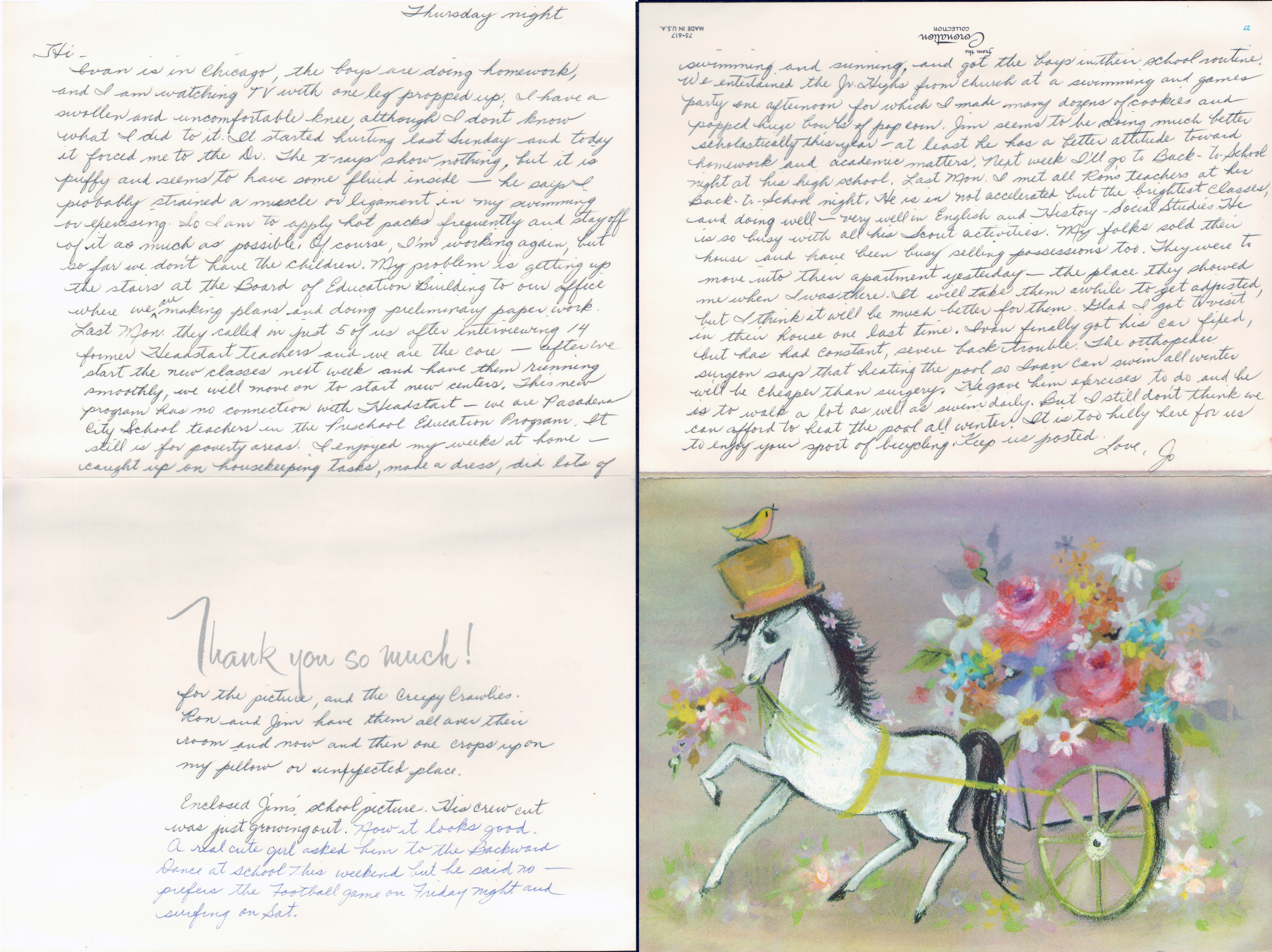 Card and letter from Jo Taylor?