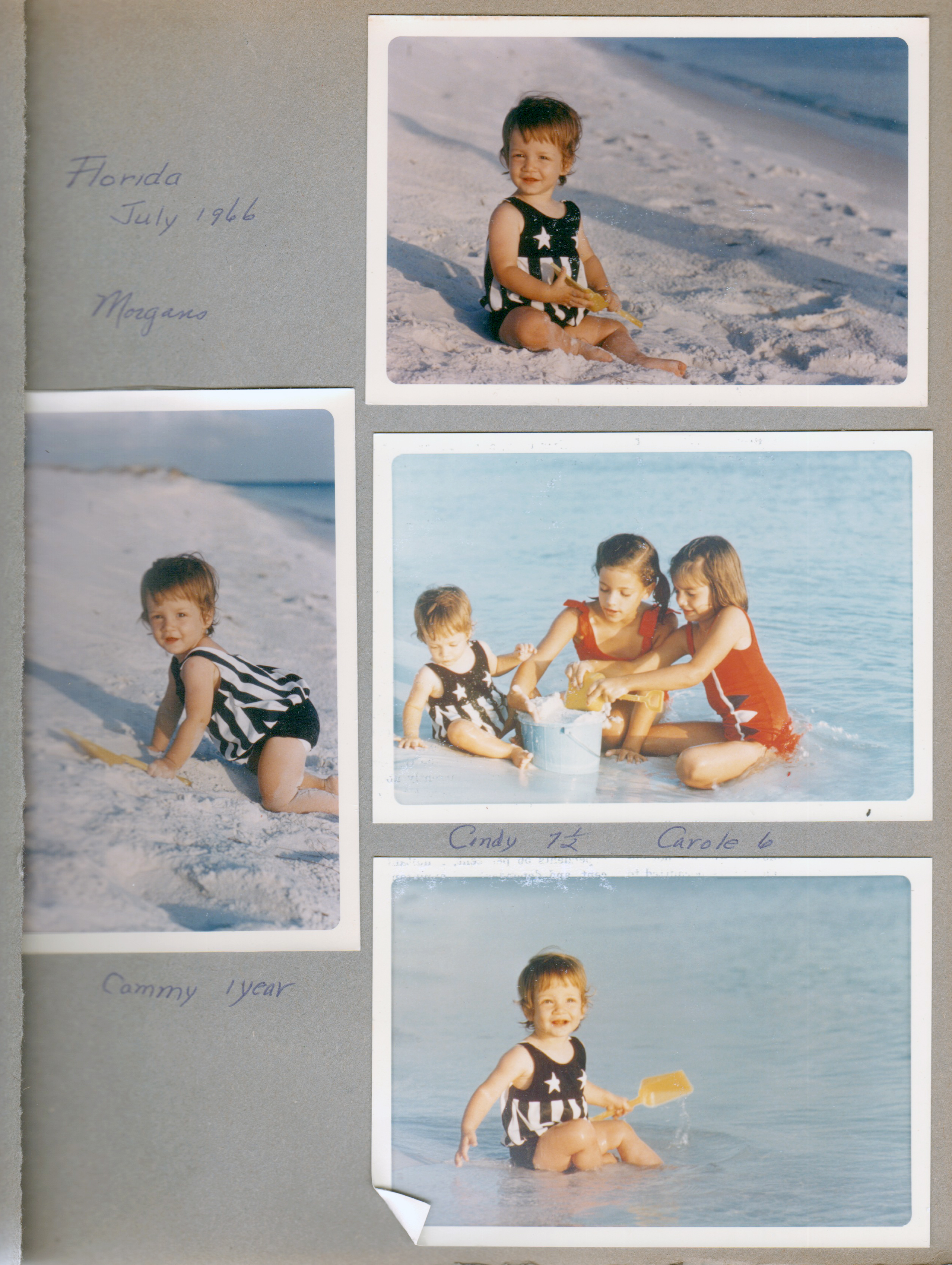 Florida - July 1966 - Morgans - Cammy, Cindy and Carole on beach.