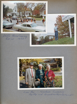 BRHS Homecoming Parade passing 6100 block of College. Alan on hill on College east side. 6122 front yard - Curt, Lida May and Vonnie.