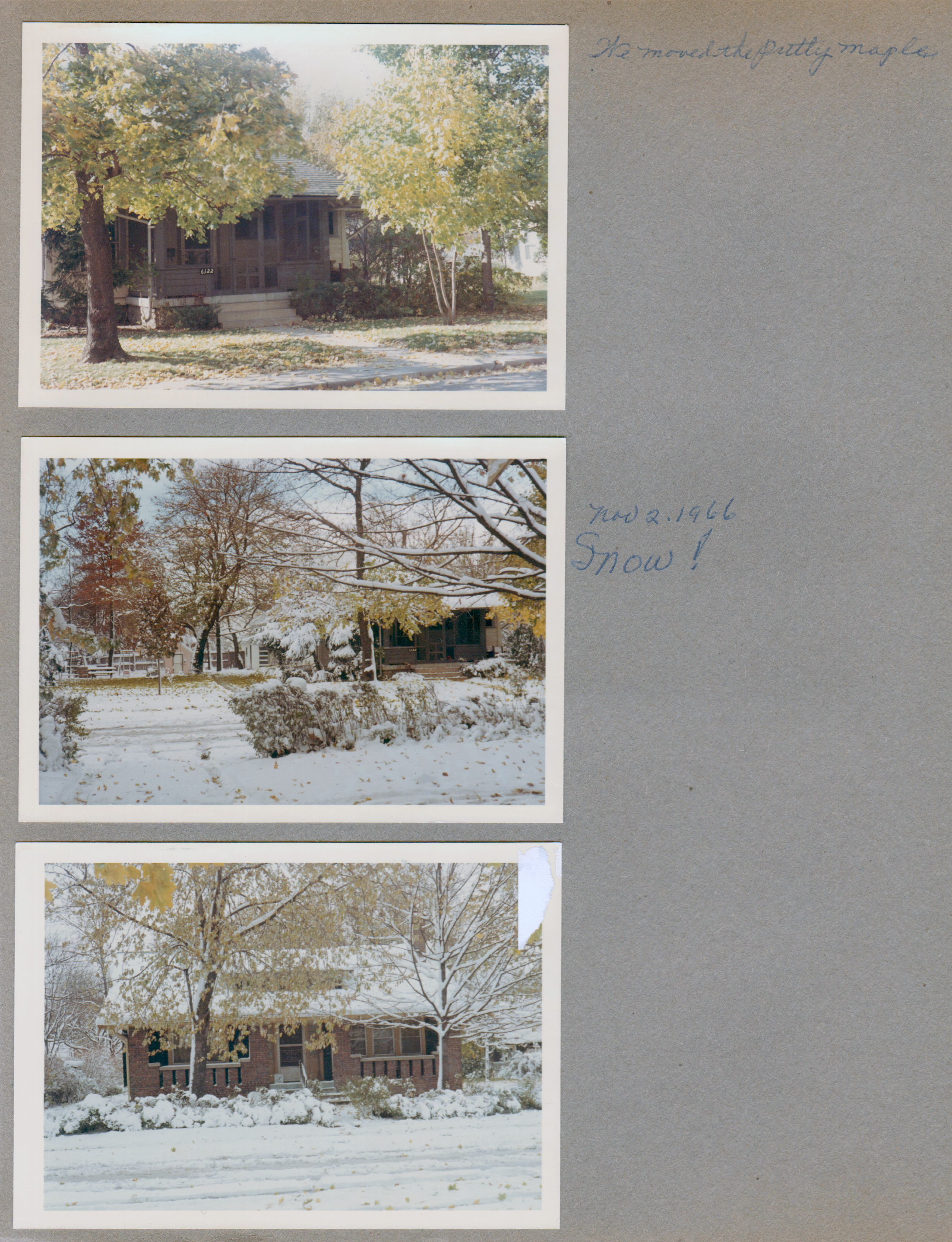 6122 front yard - we moved the pretty maple. Snow. 6123 snow.