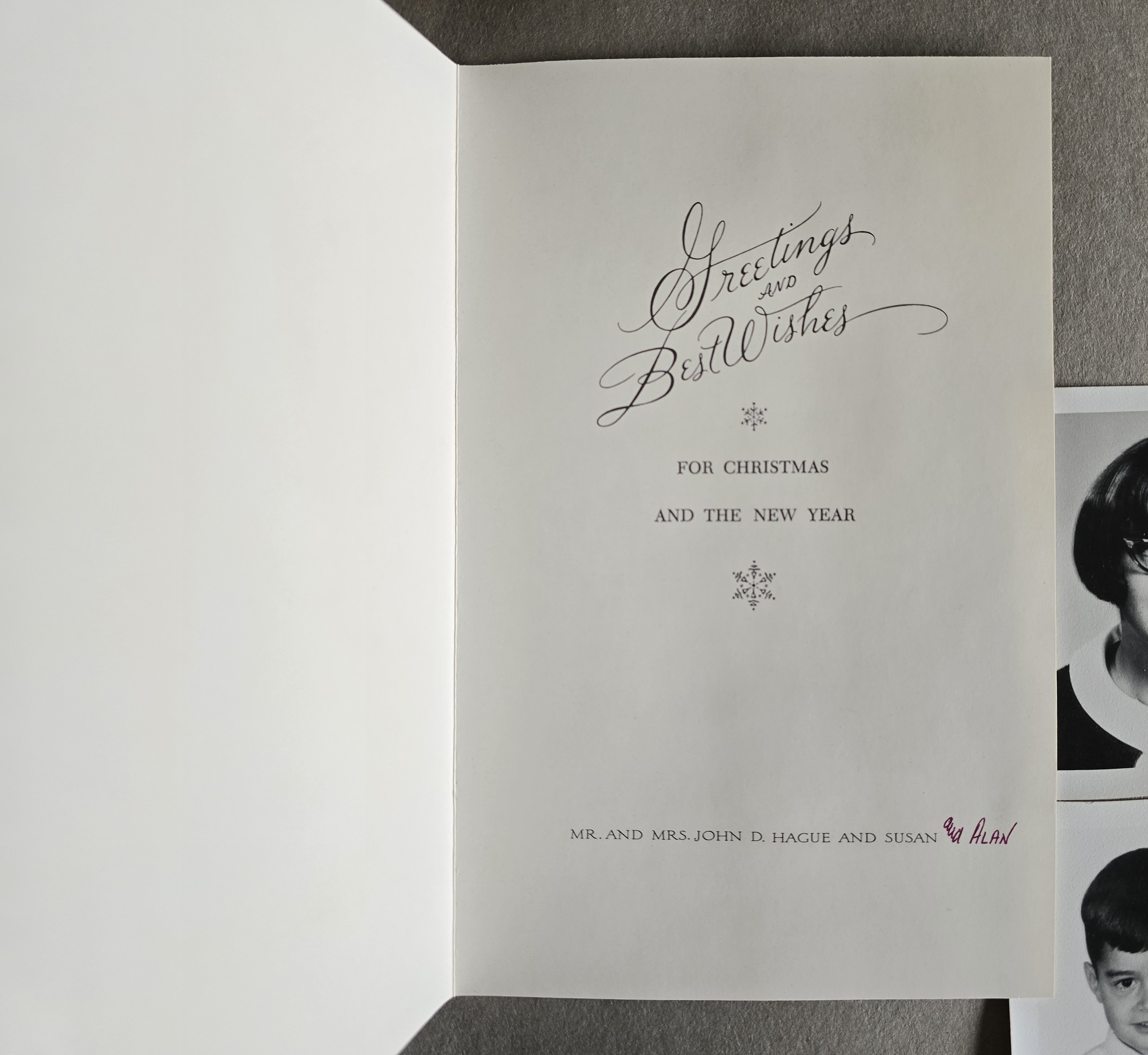 Christmas card - Alan written in