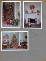 6122 dining room - Christmas tree and presents. Living room fireplace and mantle decorated.