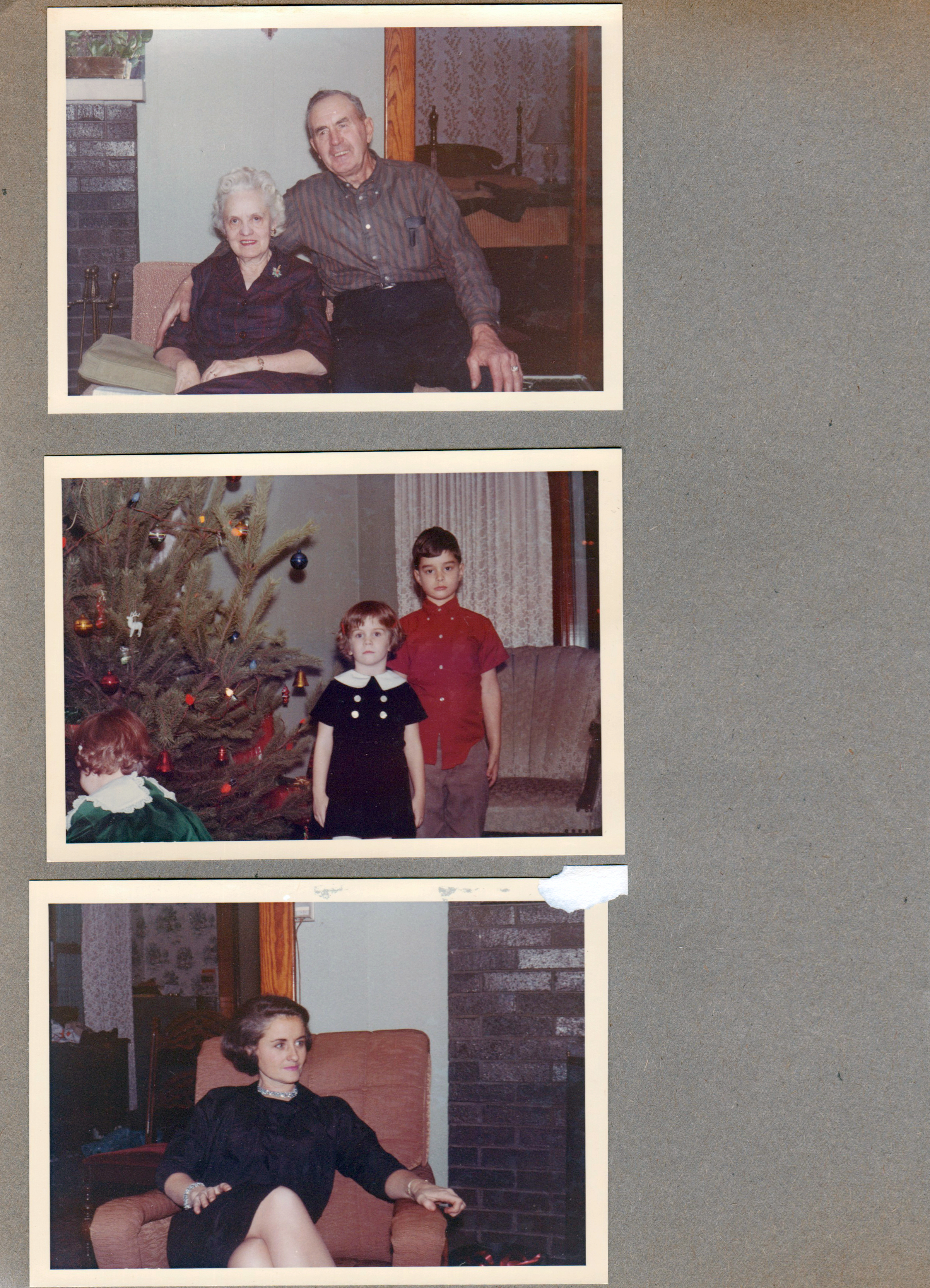 Christmas at 8817 Haverstick - Helen and Girstle Hague. Mary and Alan Hague, Rosemary Hague.