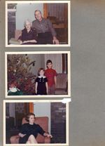 Christmas at 8817 Haverstick - Helen and Girstle Hague. Mary and Alan Hague, Rosemary Hague.